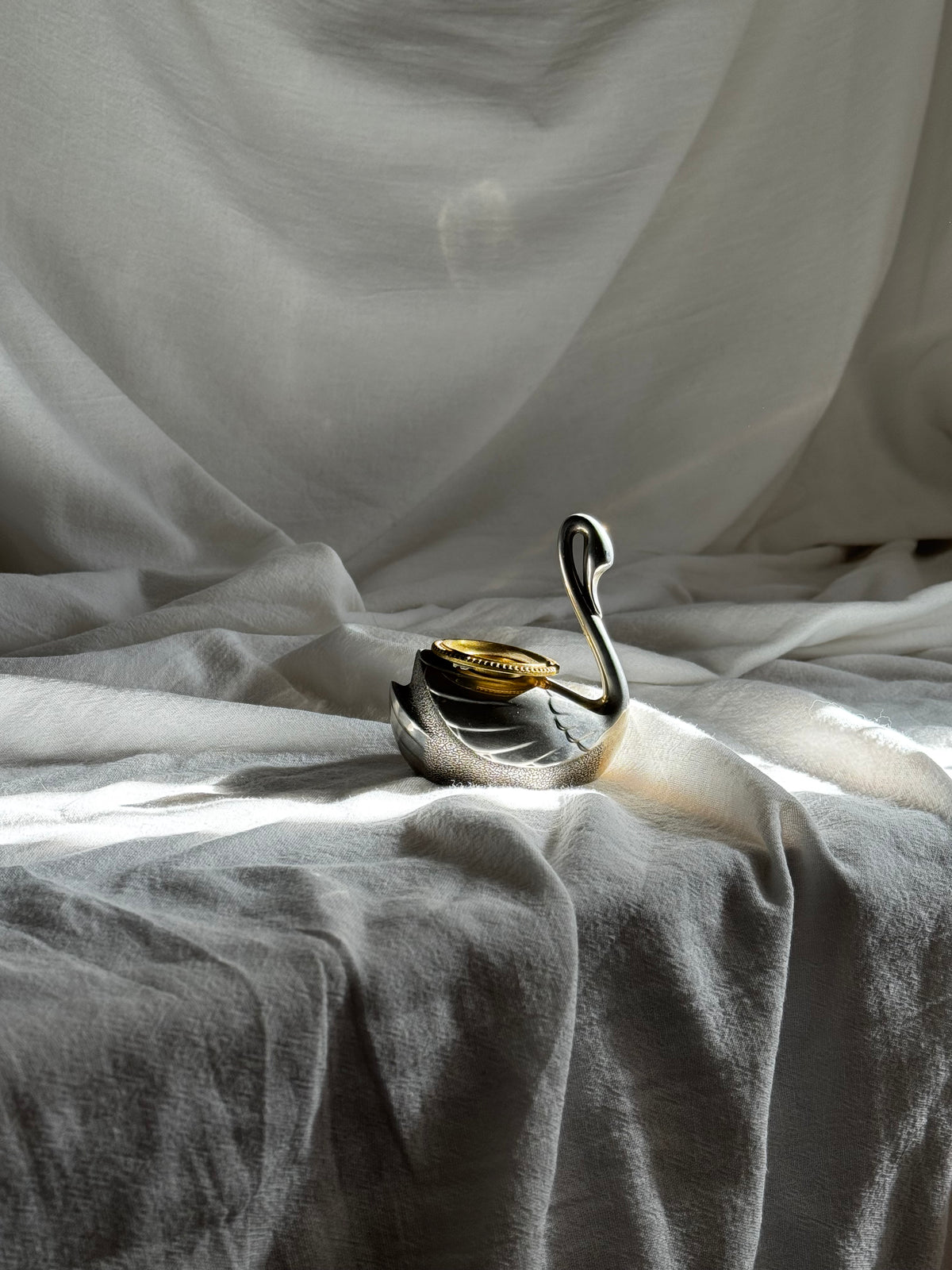 VINTAGE METAL SWAN CANDLESTICK