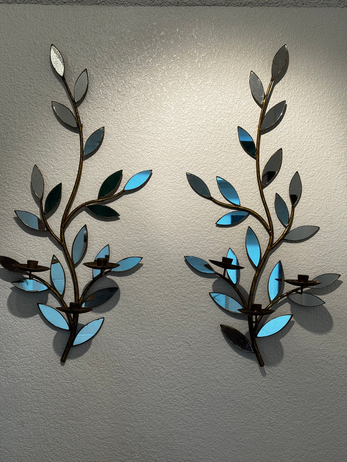 VINTAGE LEAF MIRROR & CANDLEHOLDER PAIR