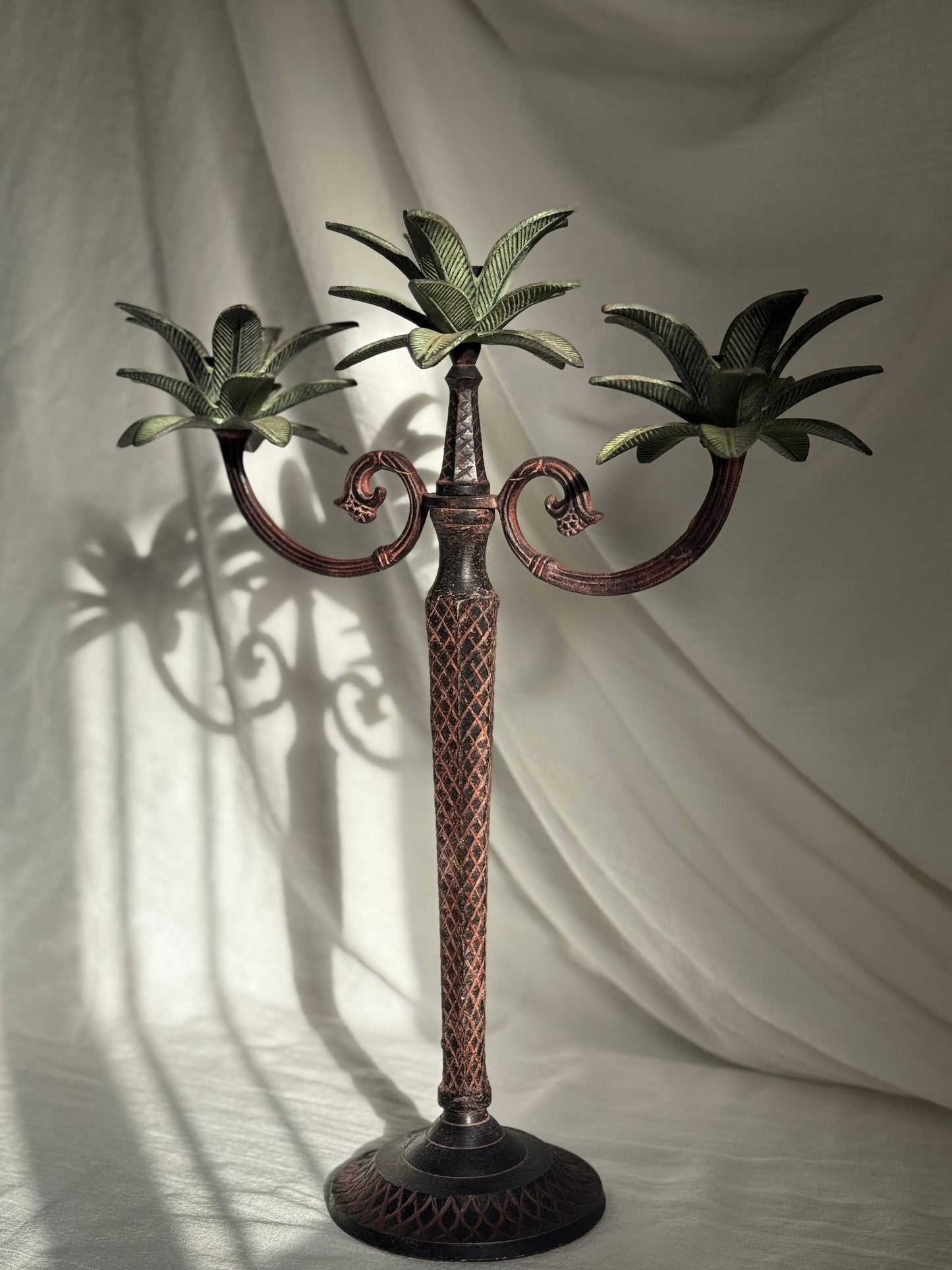 VINTAGE PALM TREE 3 ARM CANDELABRA