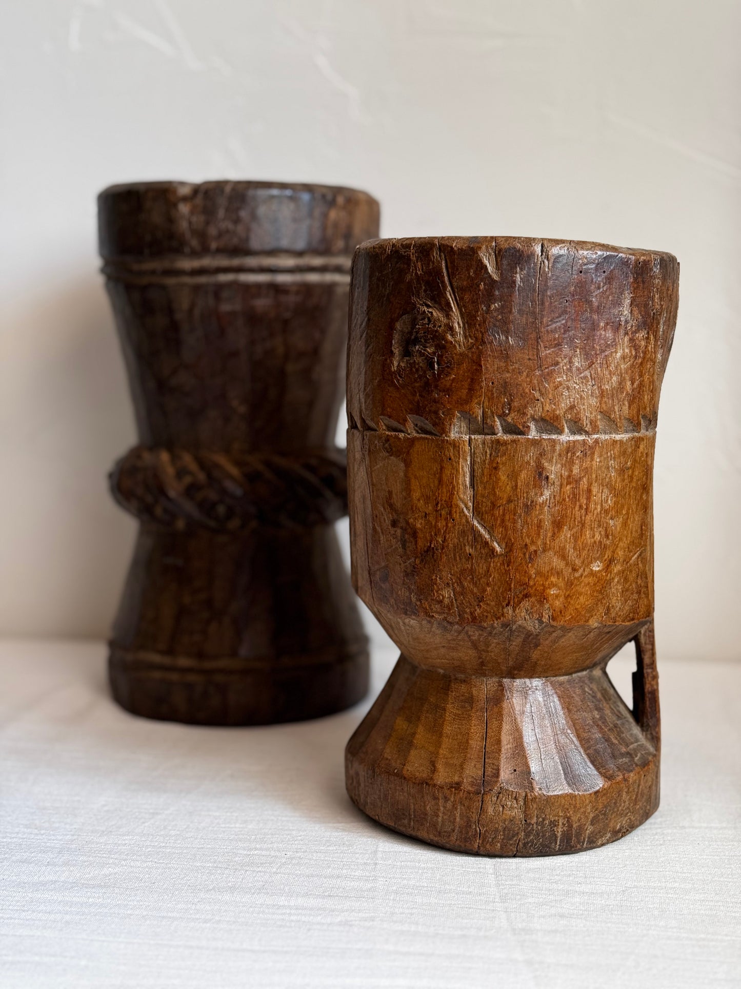 VINTAGE WOODEN INDIAN MORTAR No1