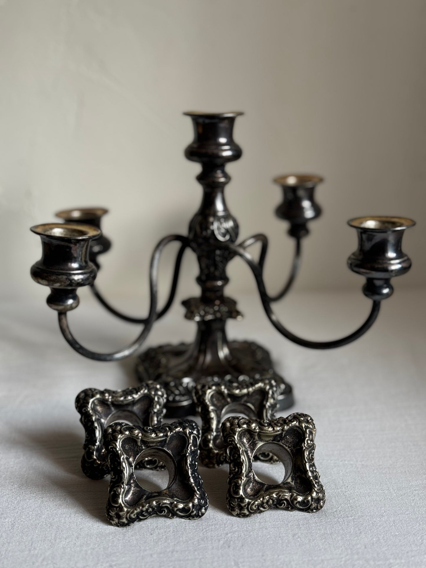 ANTIQUE GORHAM SILVERPLATED 5-ARM CANDELABRA