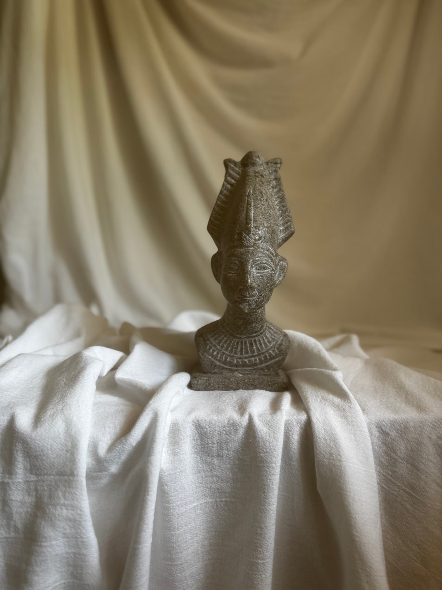 VINTAGE EGYPTIAN RED GRANITE BUST OF OSIRIS