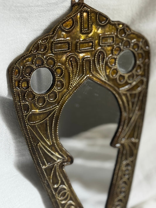 VINTAGE MOROCCAN MOORISH STYLE BRASS WALL MIRROR