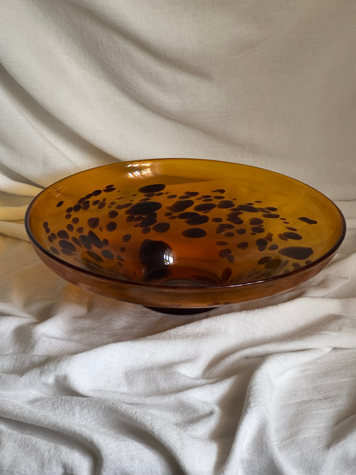 VINTAGE ITALIAN AMBER TORTOISESHELL GLASS PLATE