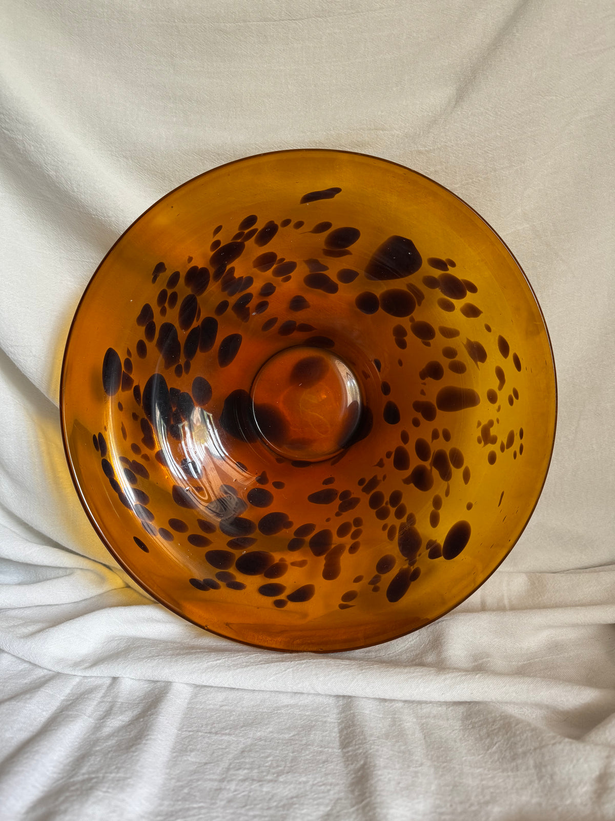 VINTAGE ITALIAN AMBER TORTOISESHELL GLASS PLATE