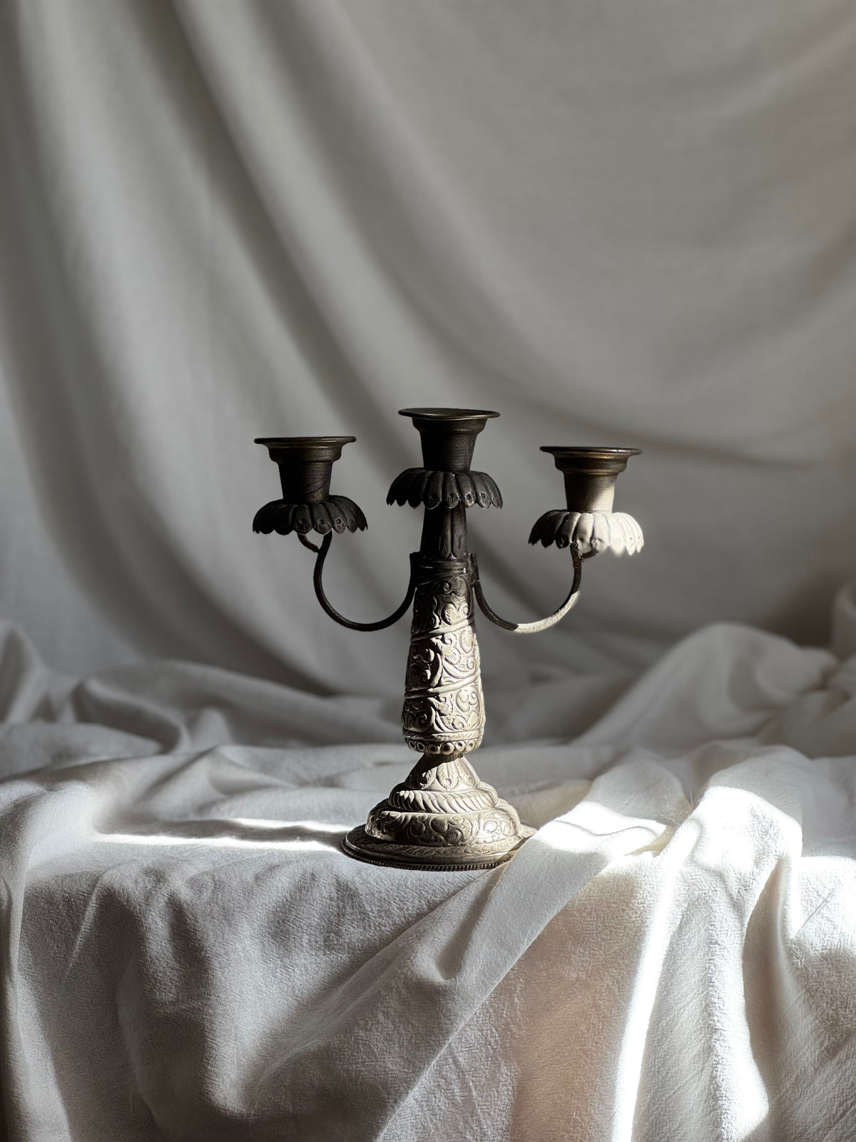 VINTAGE JUDEO-MOROCCAN 3-LIGHT CANDELABRA