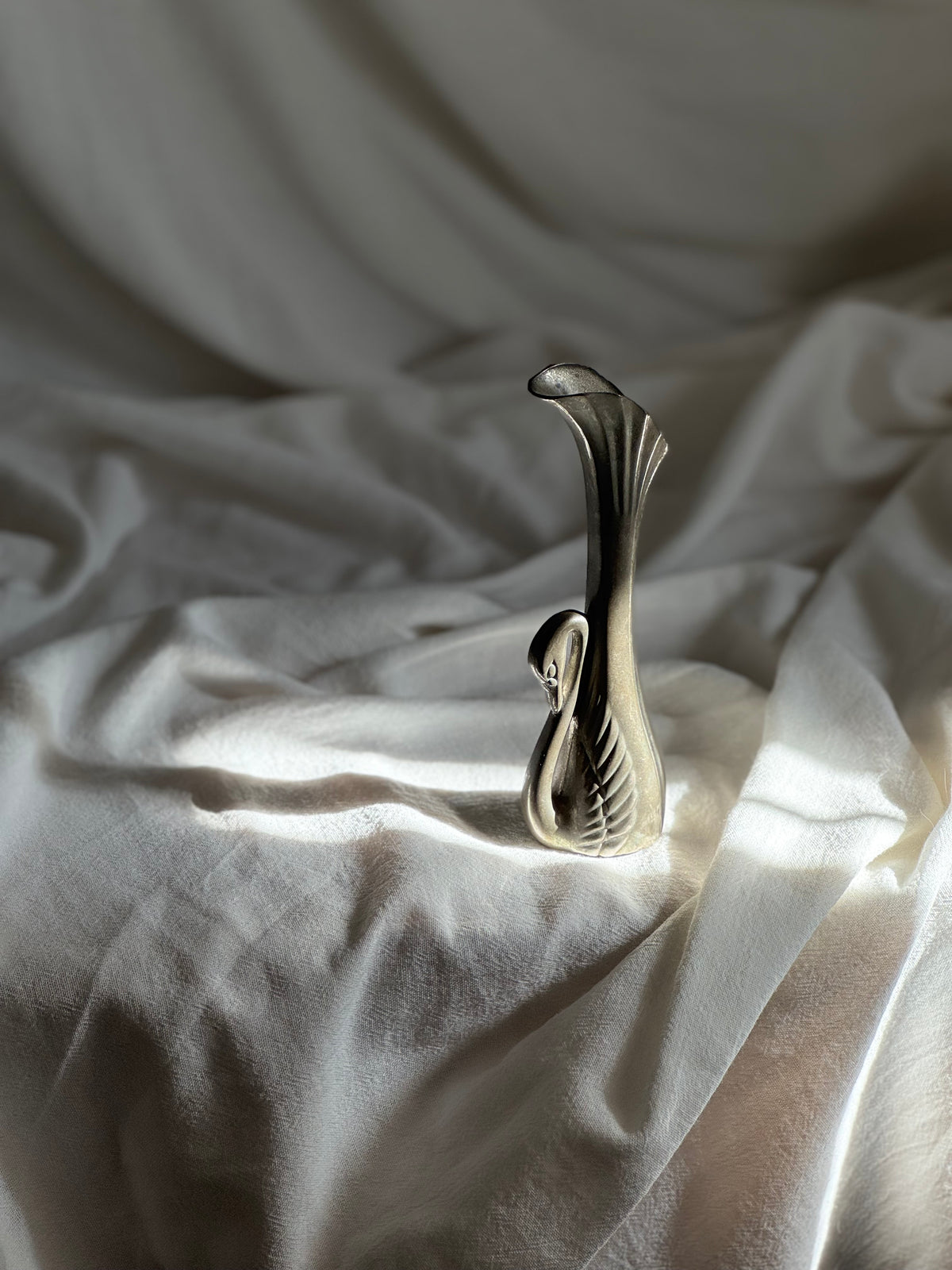VINTAGE SILVER-PLATED SWAN BUD VASE