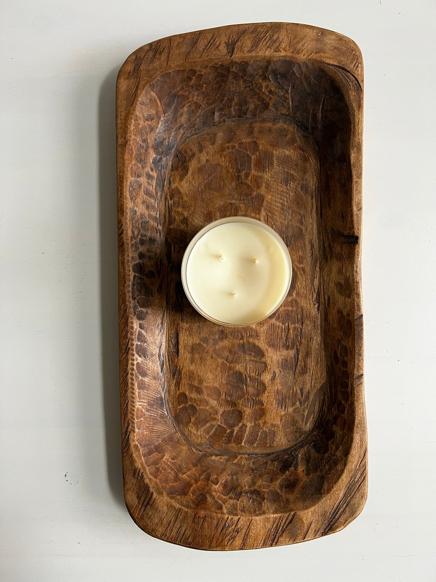 LARGE FLAT WOODEN DOUGH BOWL
