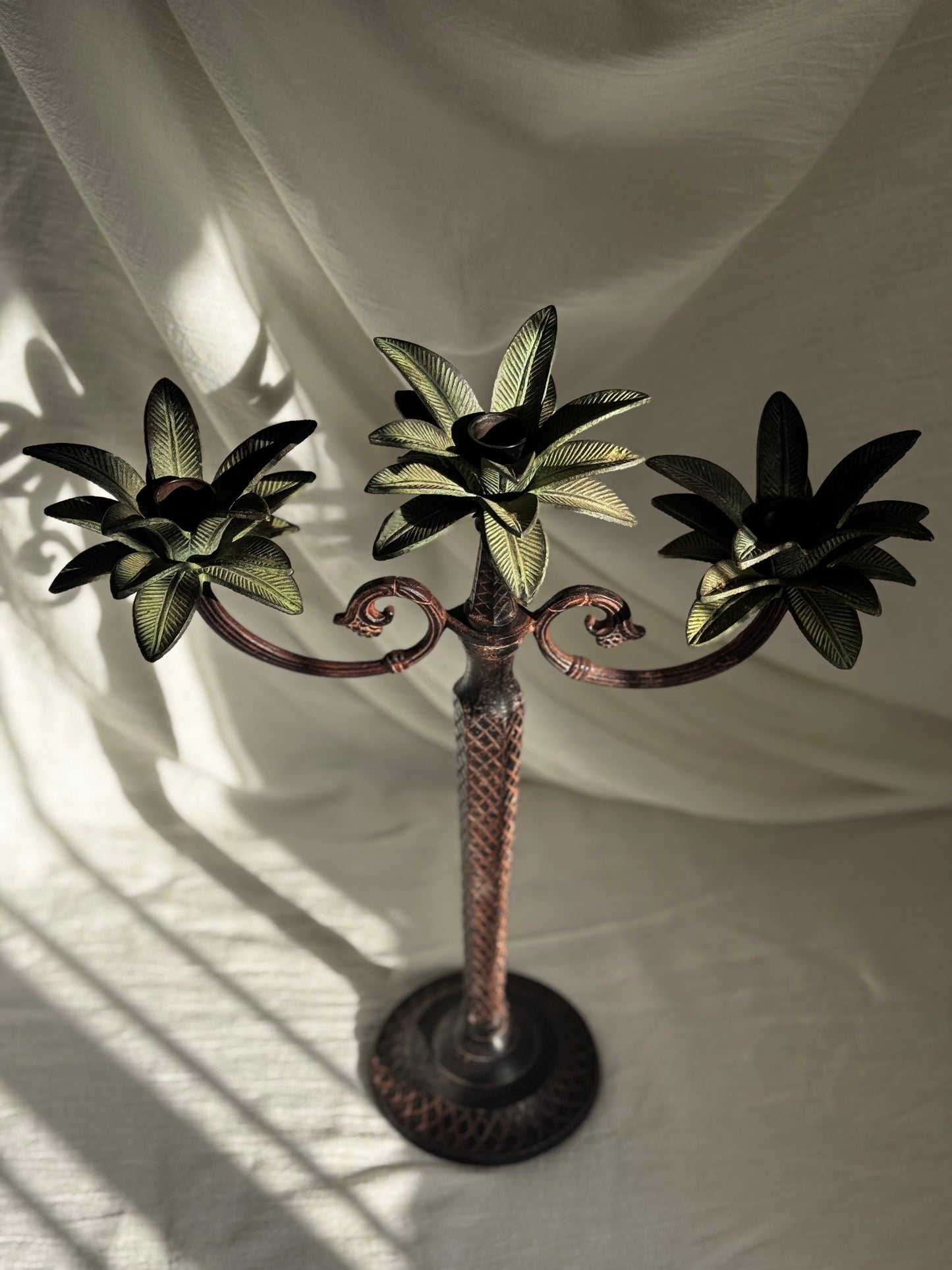 VINTAGE PALM TREE 3 ARM CANDELABRA
