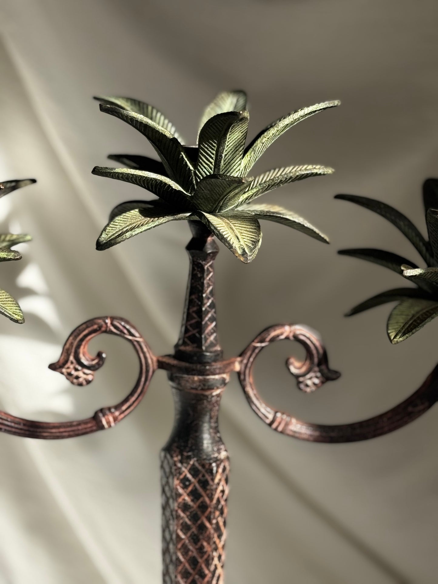 VINTAGE PALM TREE 3 ARM CANDELABRA