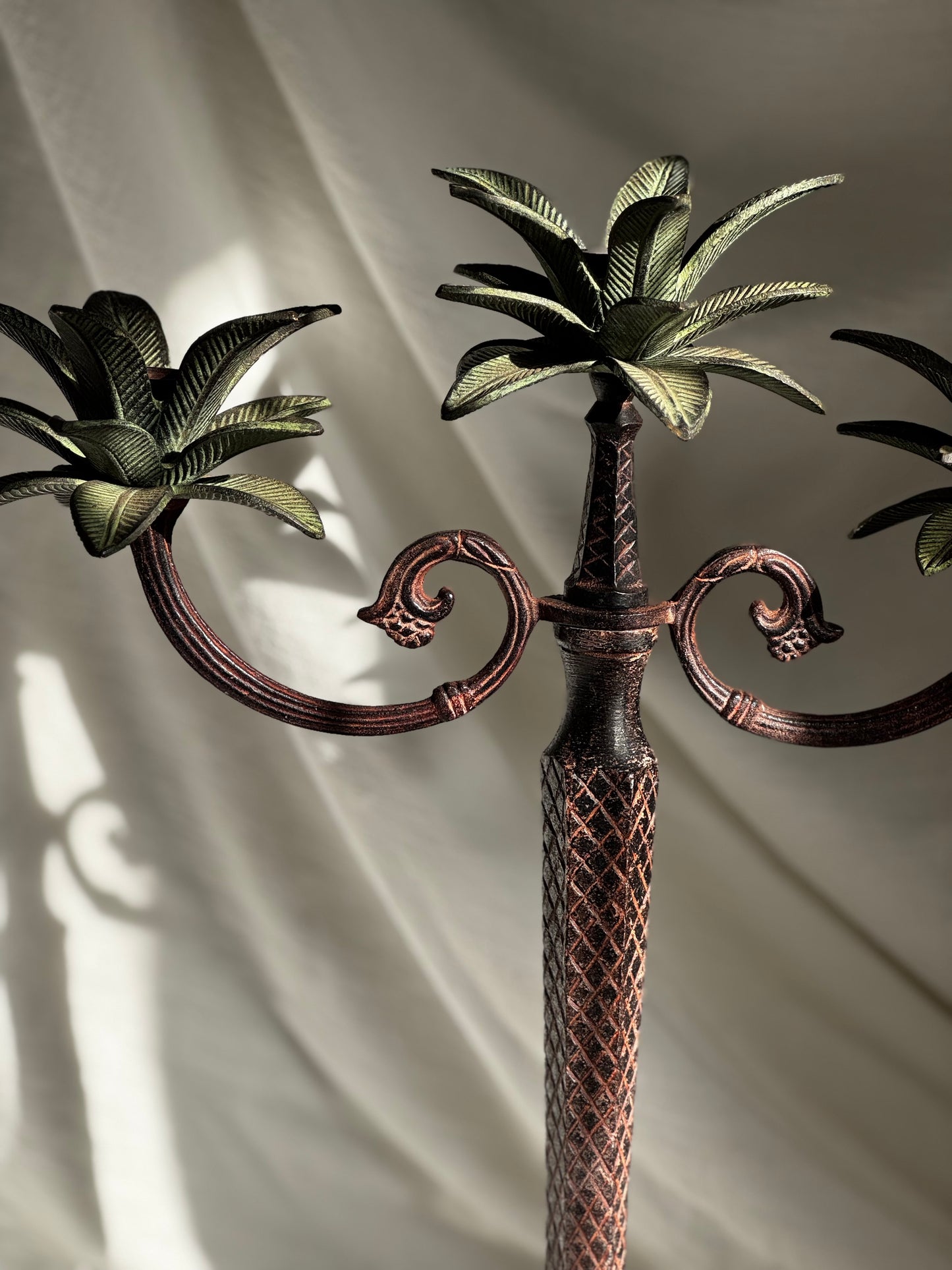 VINTAGE PALM TREE 3 ARM CANDELABRA
