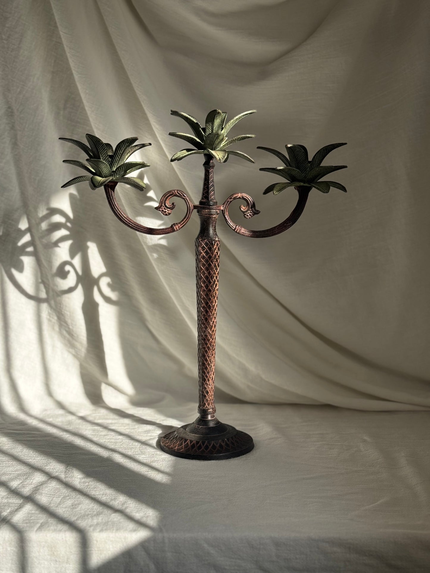 VINTAGE PALM TREE 3 ARM CANDELABRA