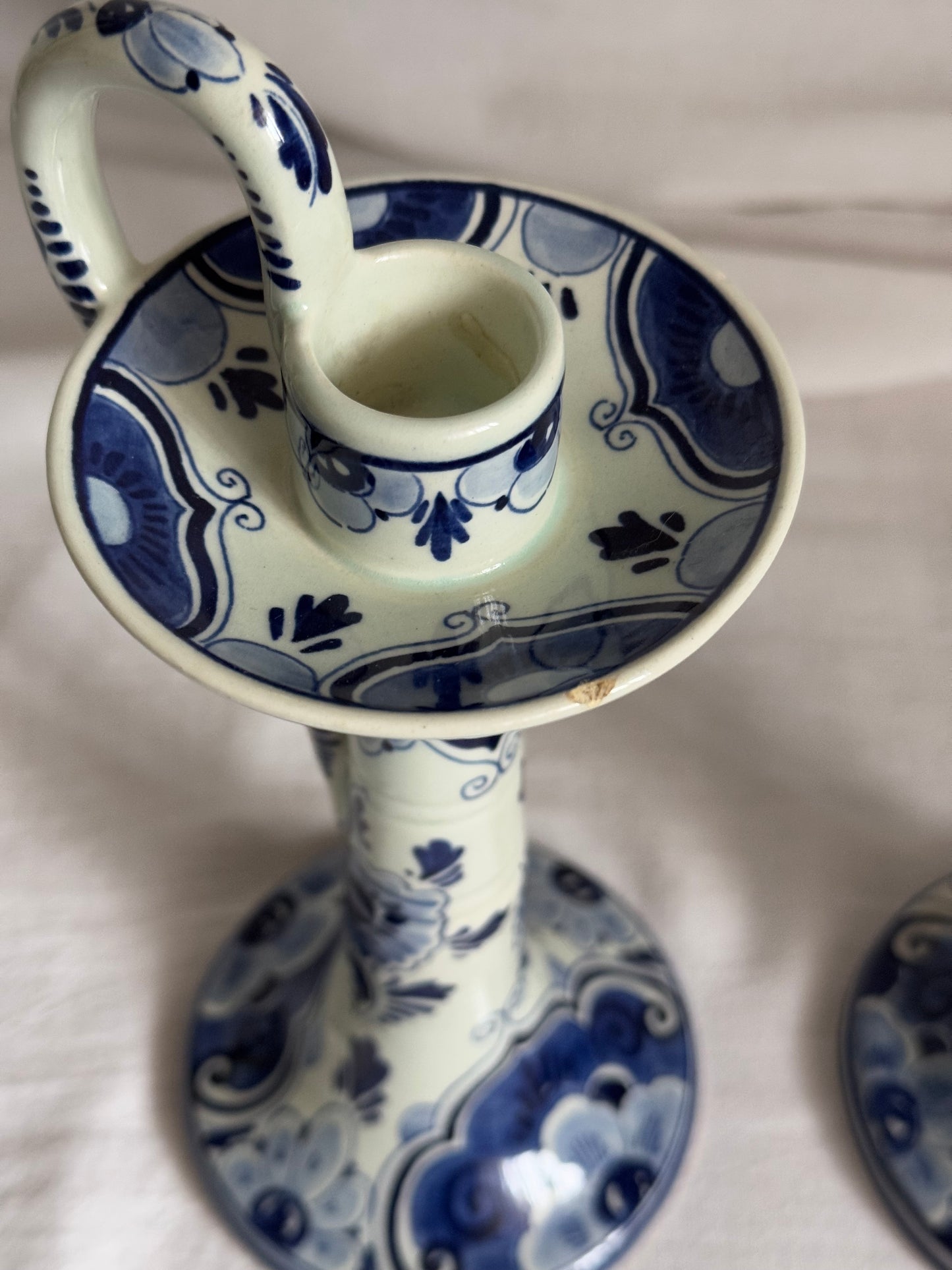 VINTAGE REGINA DELFT BLAUW CANDLESTICK PAIR