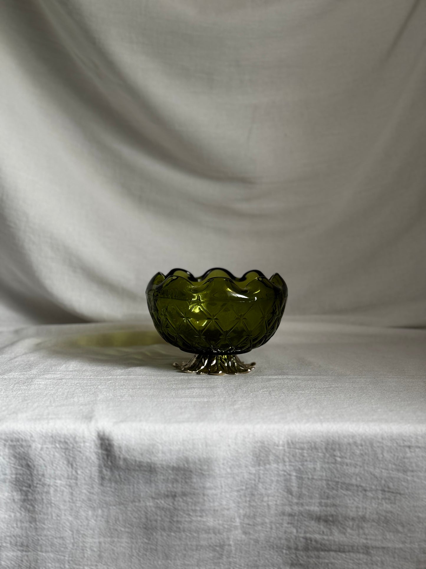 VINTAGE GREEN GLASS BOWL