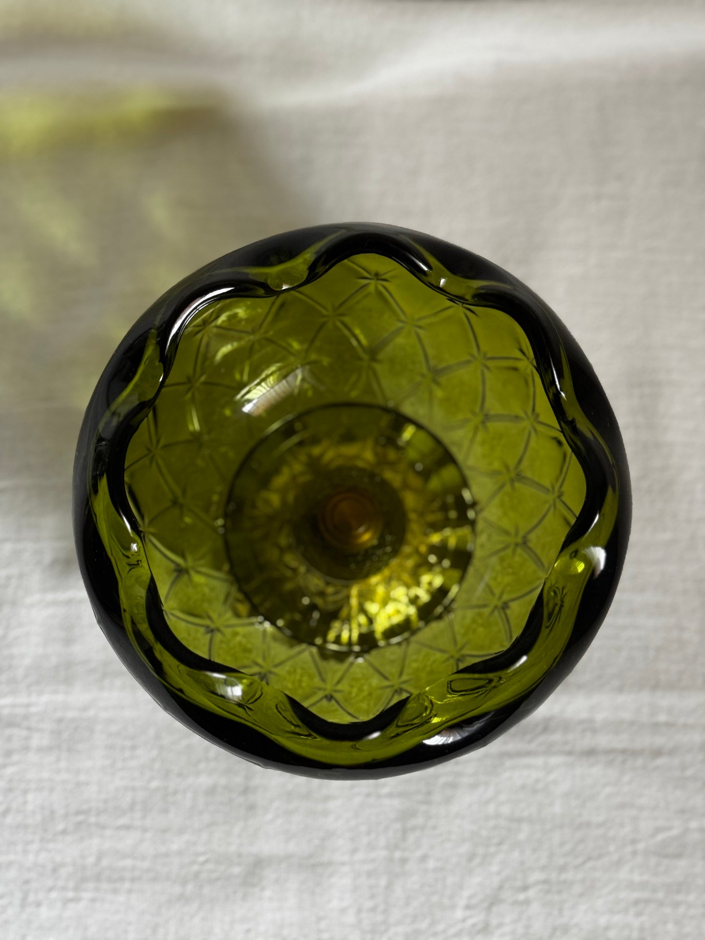 VINTAGE GREEN GLASS BOWL