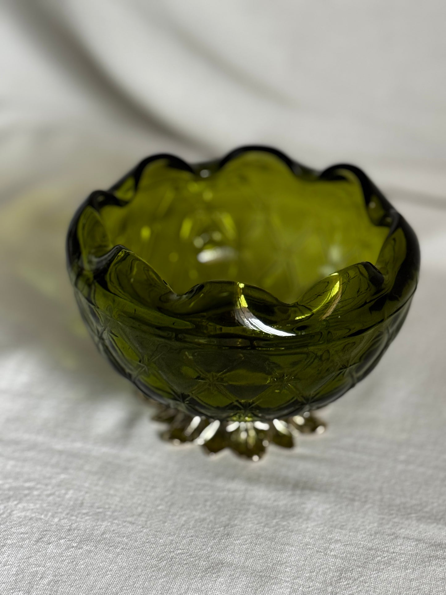 VINTAGE GREEN GLASS BOWL