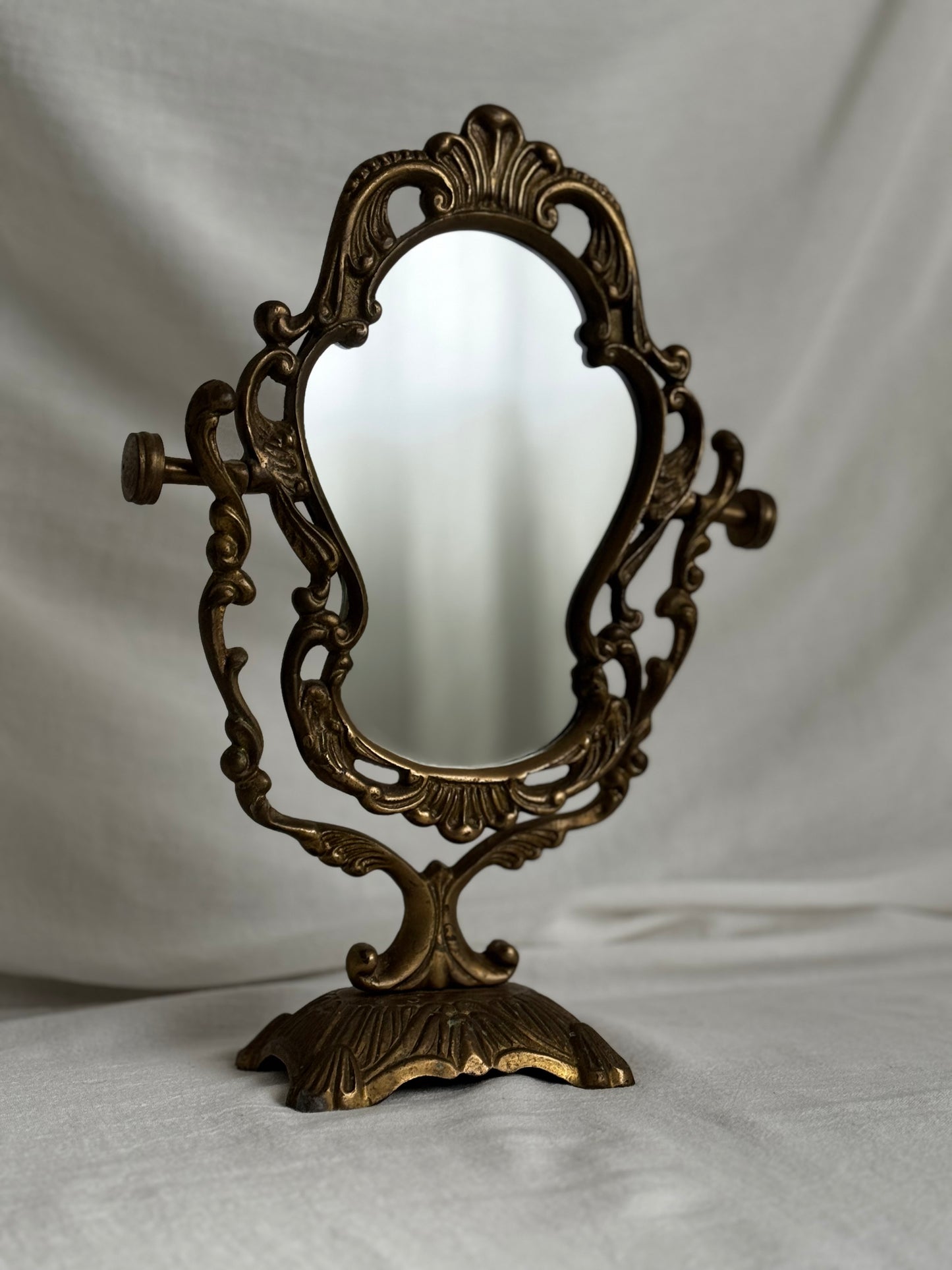 VINTAGE VICTORIAN BRASS VANITY MIRROR