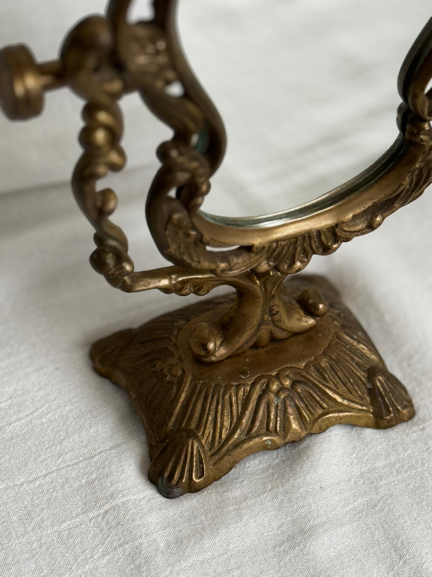 VINTAGE VICTORIAN BRASS VANITY MIRROR