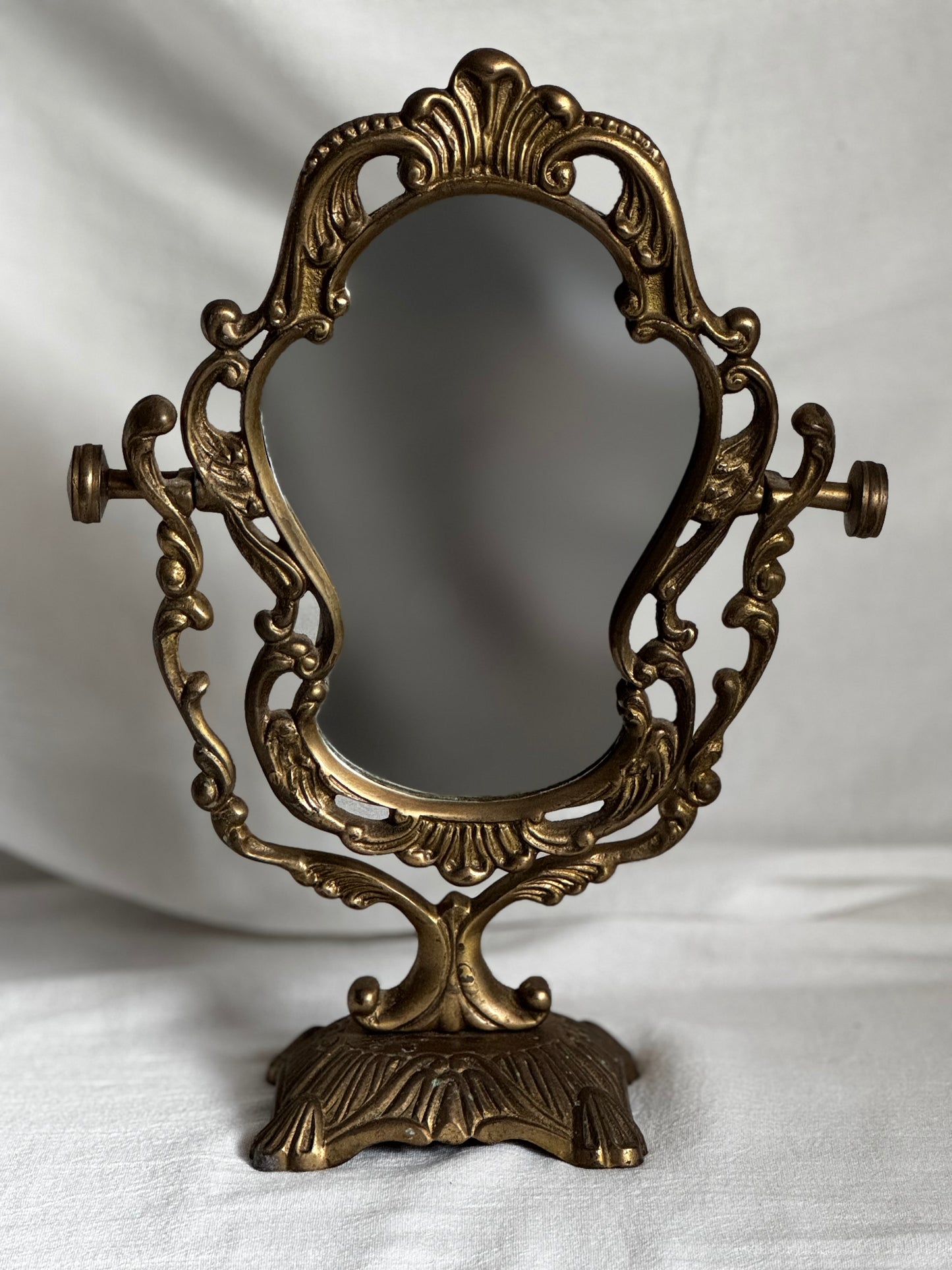 VINTAGE VICTORIAN BRASS VANITY MIRROR