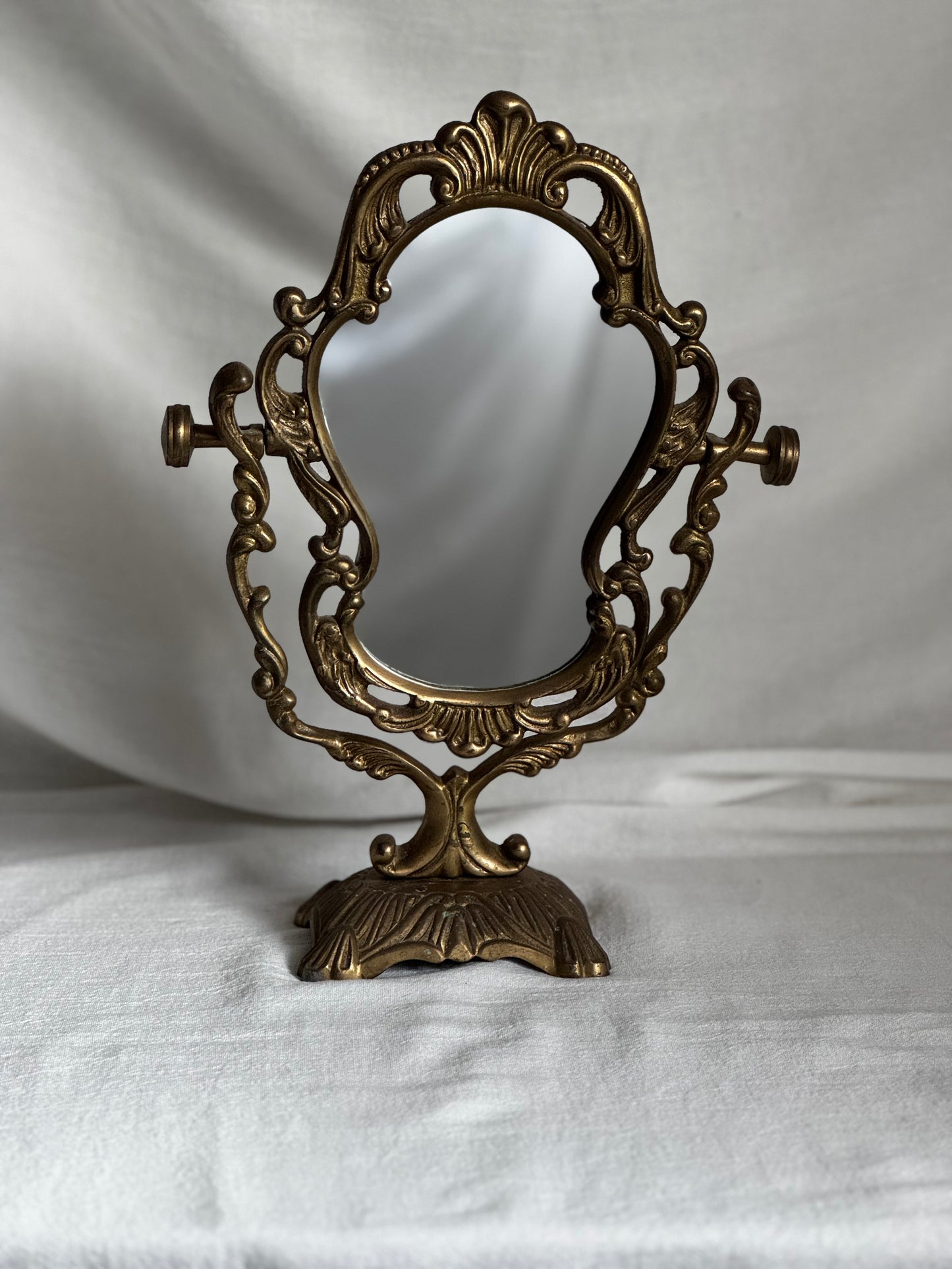 VINTAGE VICTORIAN BRASS VANITY MIRROR