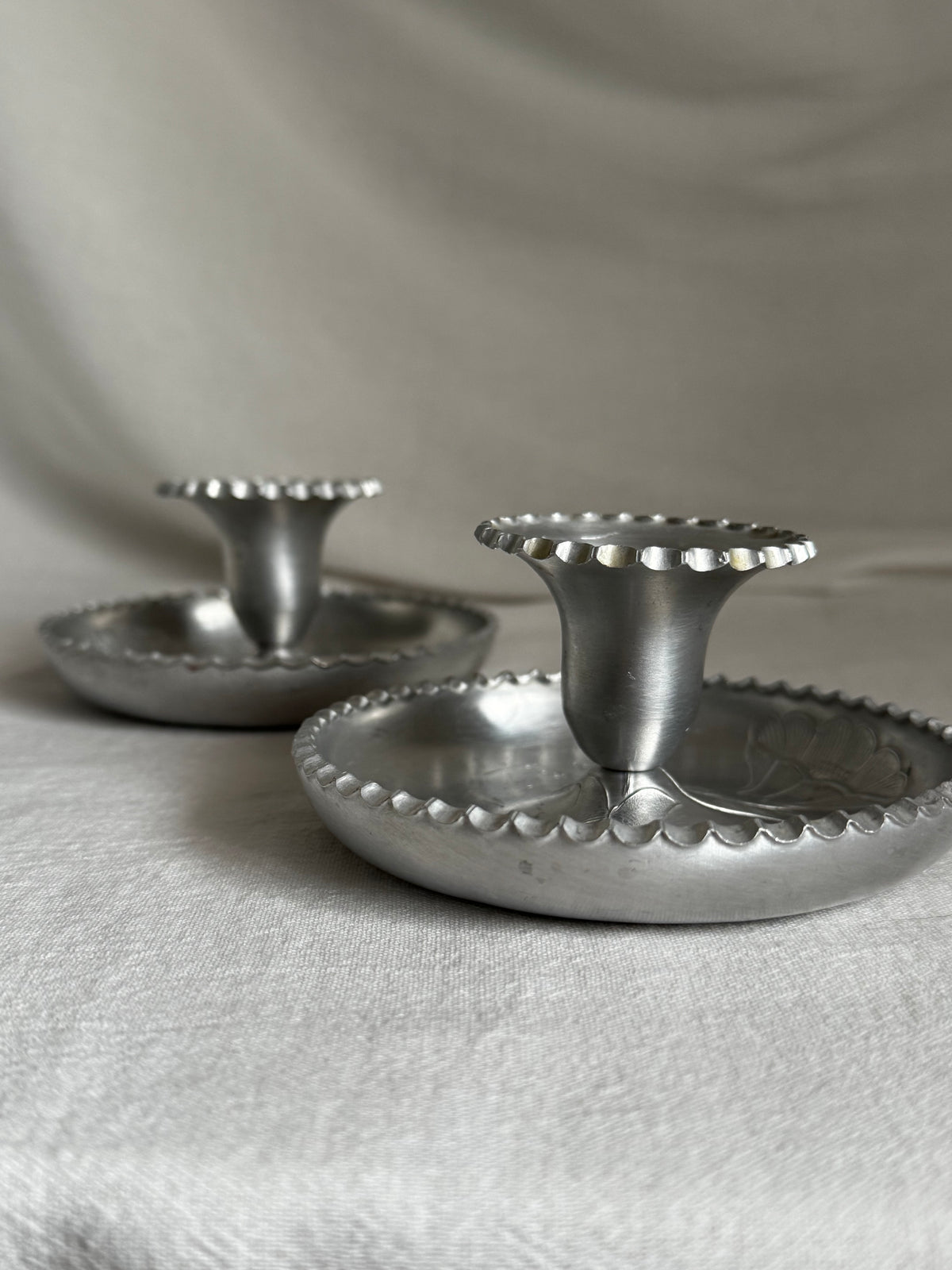 VINTAGE ALUMINUM FABERWARE CANDLESTICK PAIR