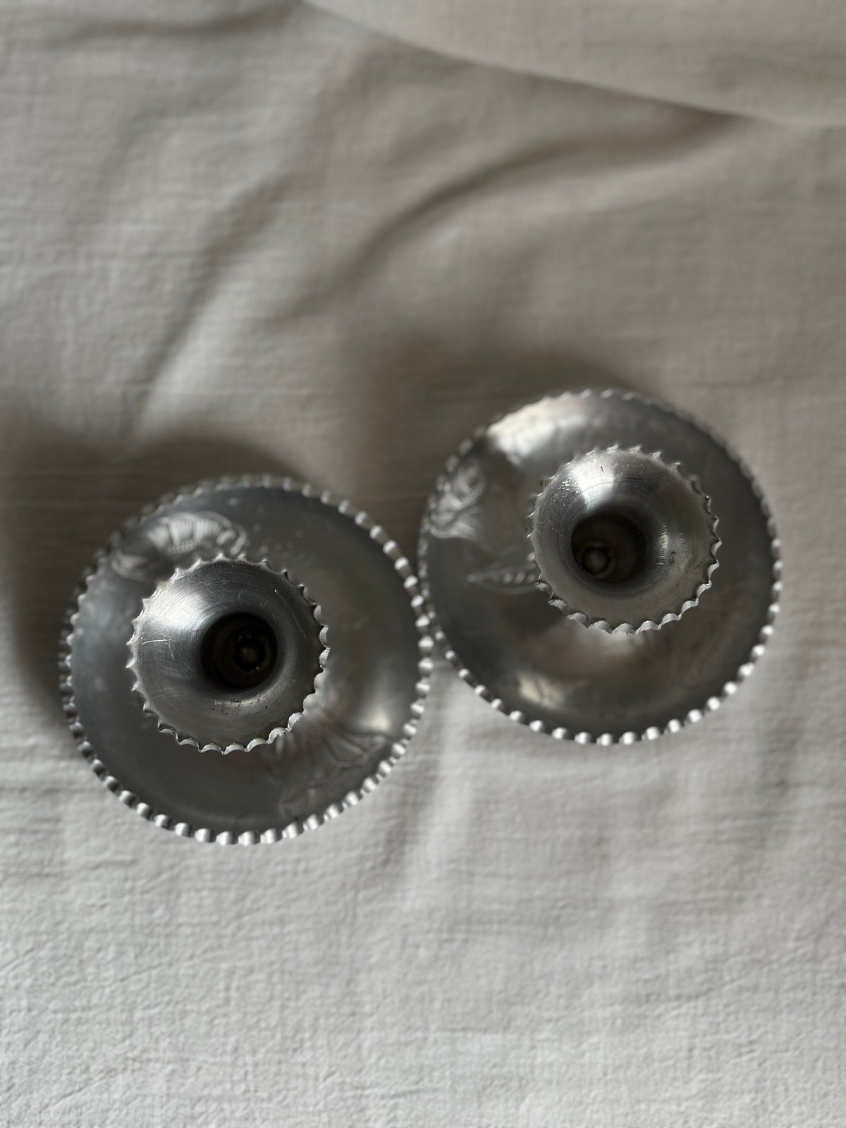 VINTAGE ALUMINUM FABERWARE CANDLESTICK PAIR