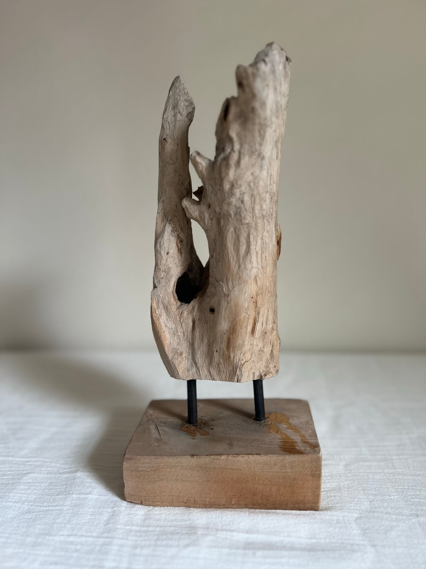 TEAK SCULPTURE ON STAND No3