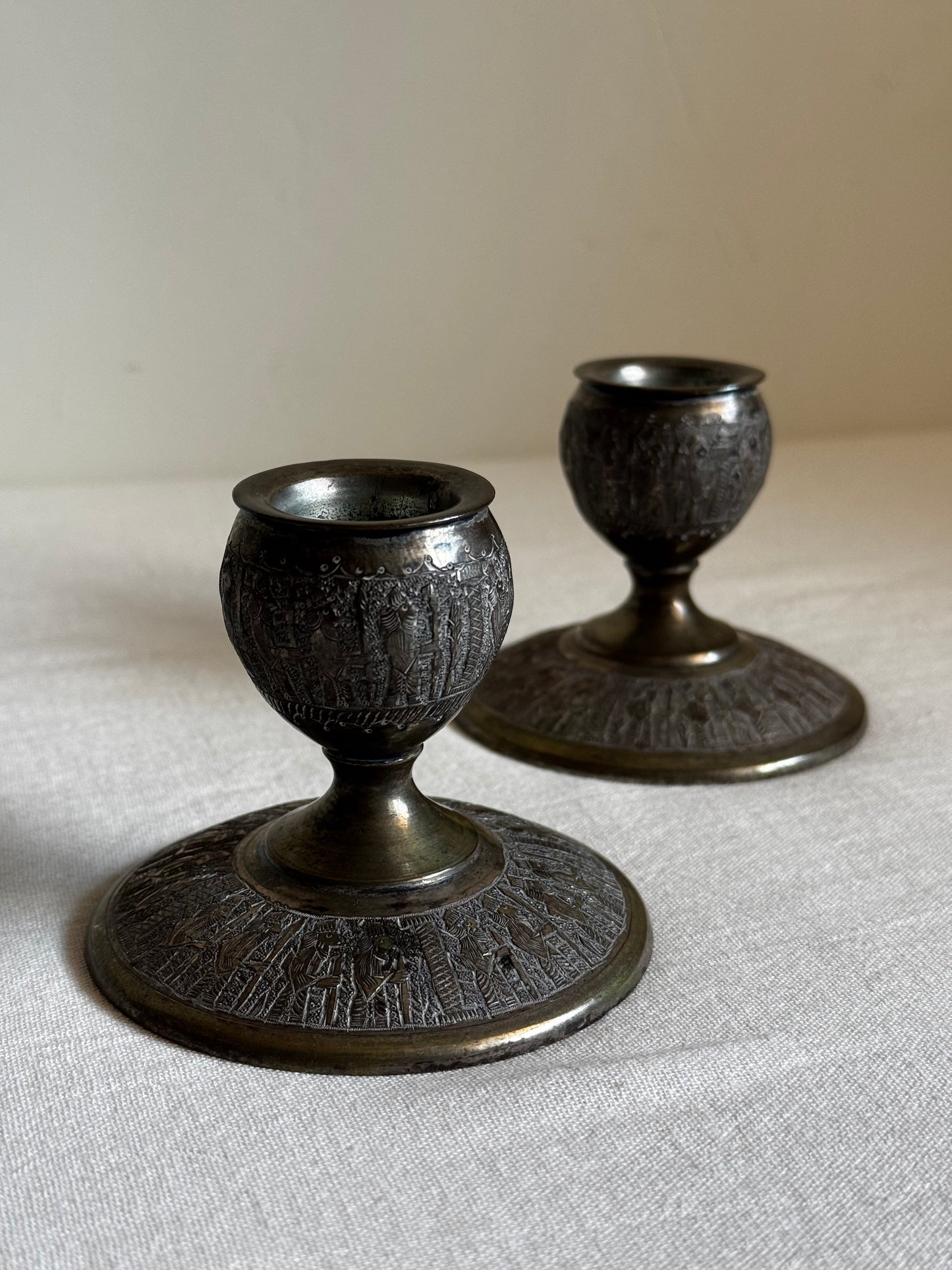 VINTAGE PERSIAN CANDLE HOLDER PAIR