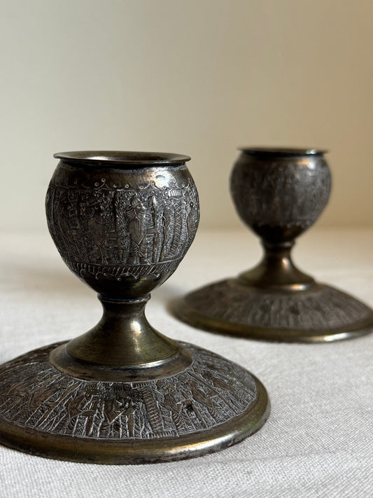 VINTAGE PERSIAN CANDLE HOLDER PAIR