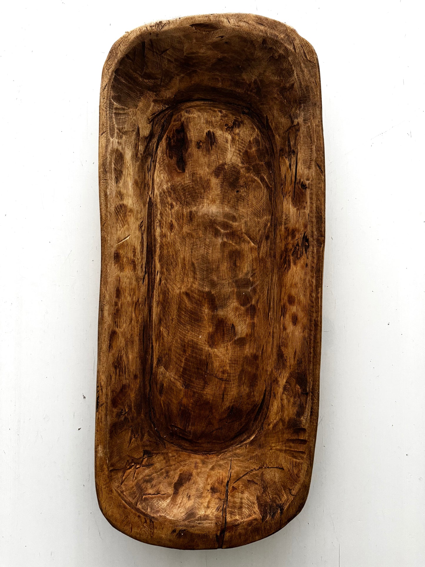 LARGE FLAT WOODEN DOUGH BOWL
