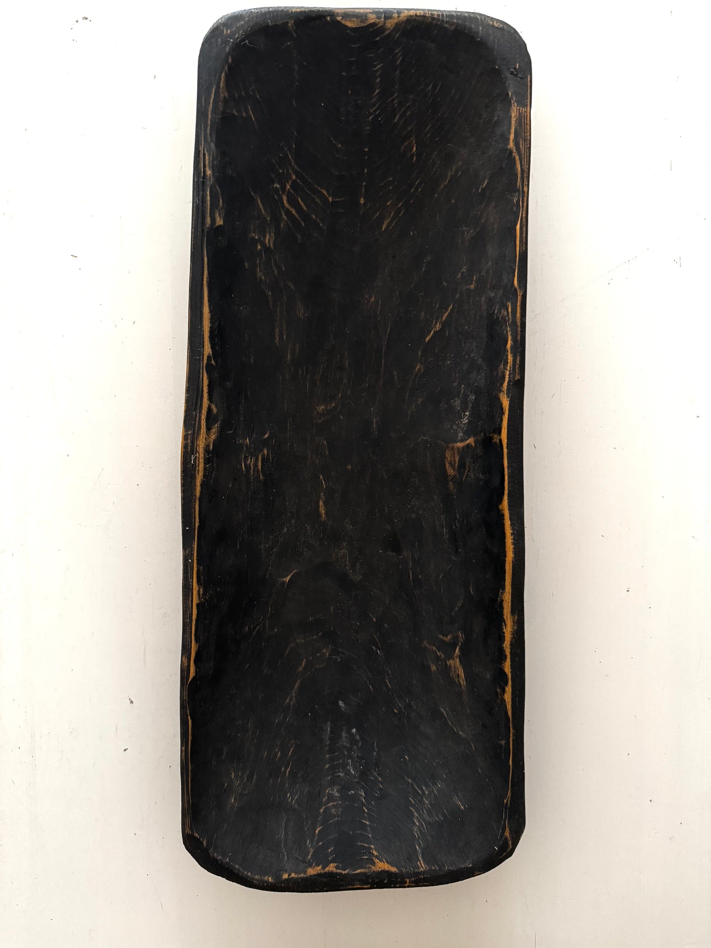 LARGE BLACK WOODEN DOUGH BOWL