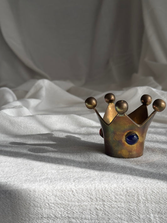VINTAGE BRASS CROWN WITH CABOCHONS