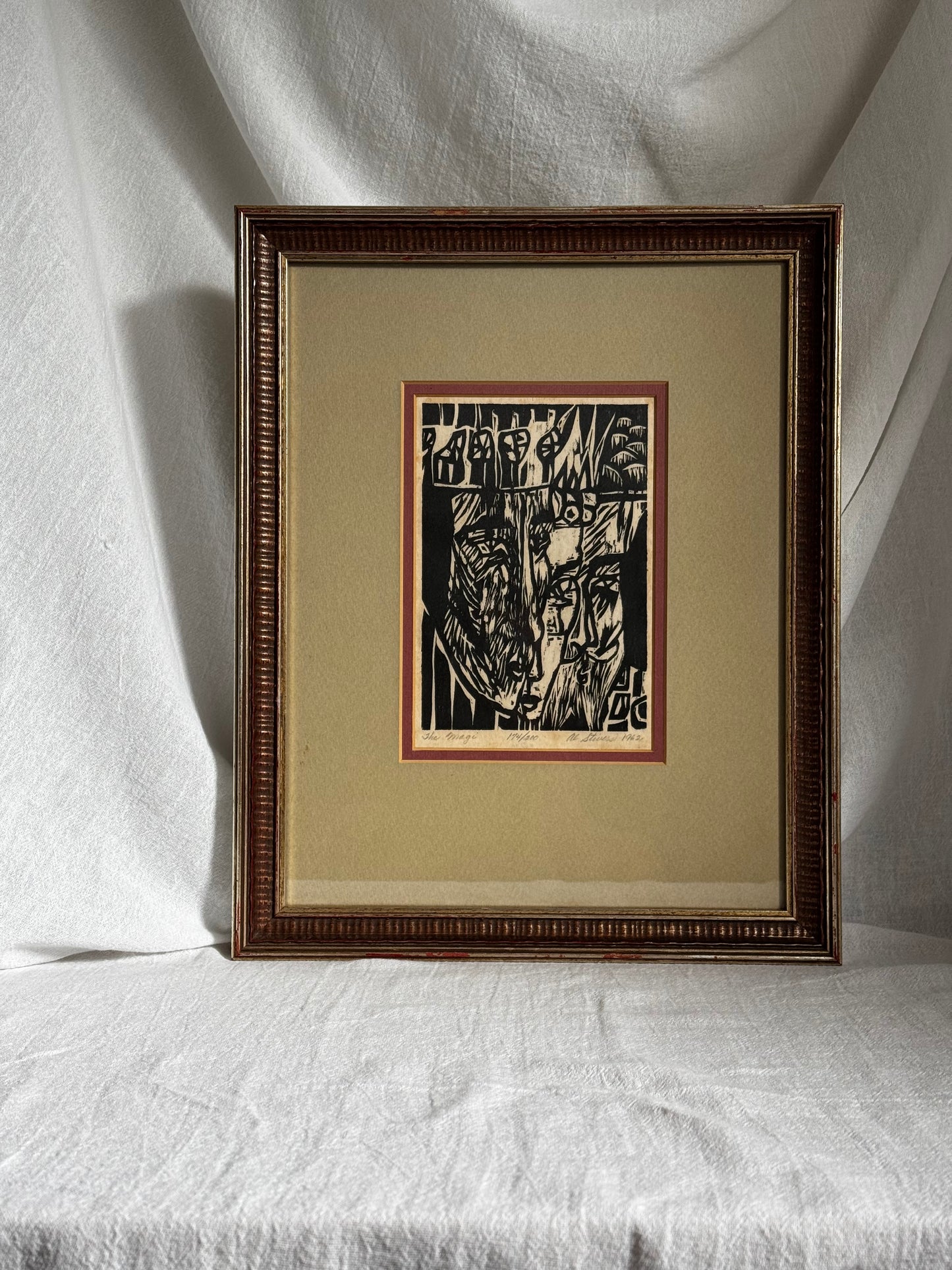 ORIGINAL 1962 WOODBLOCK PRINT "THE MAGI"BY AL STIVERS