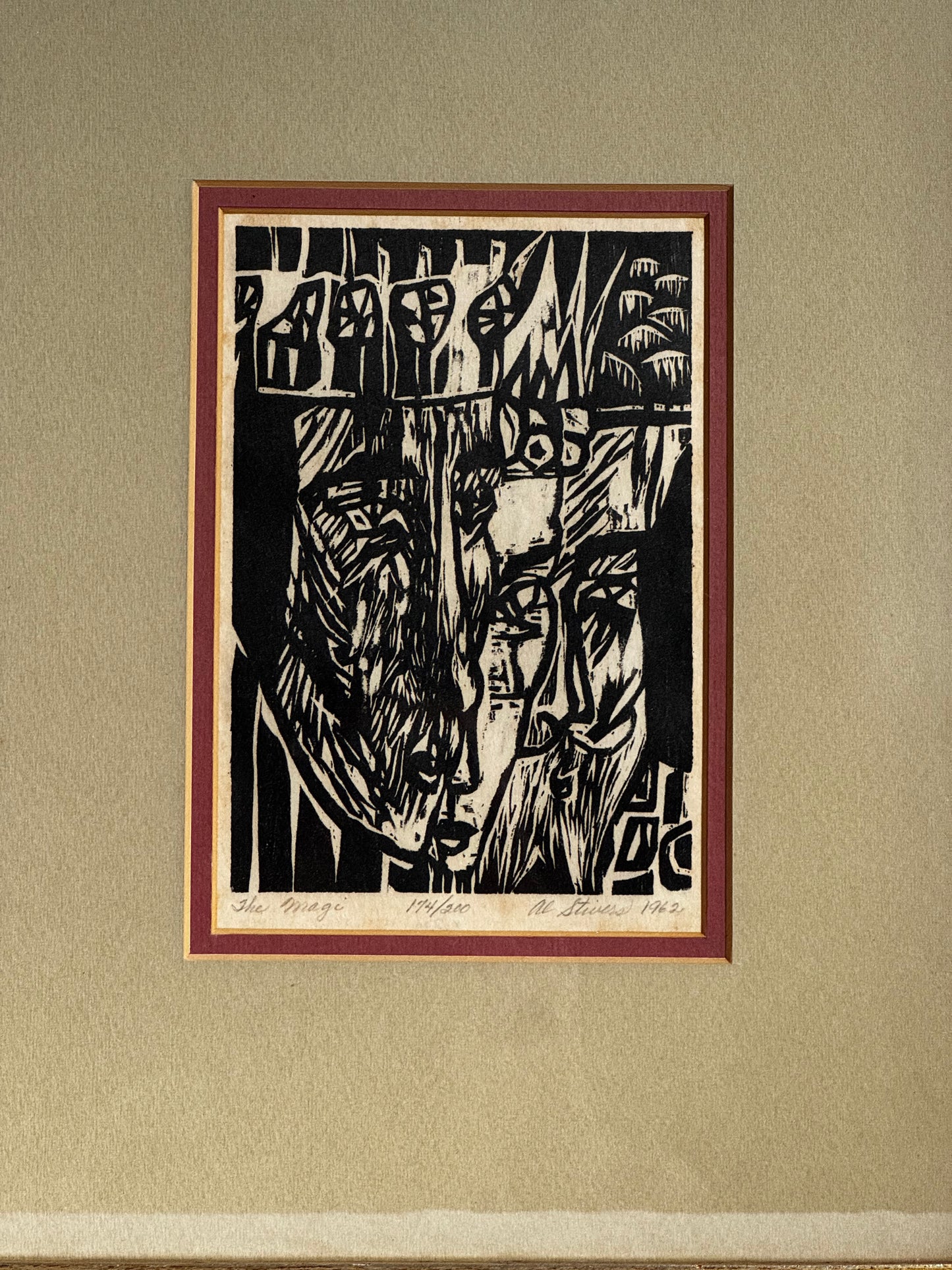 ORIGINAL 1962 WOODBLOCK PRINT "THE MAGI"BY AL STIVERS