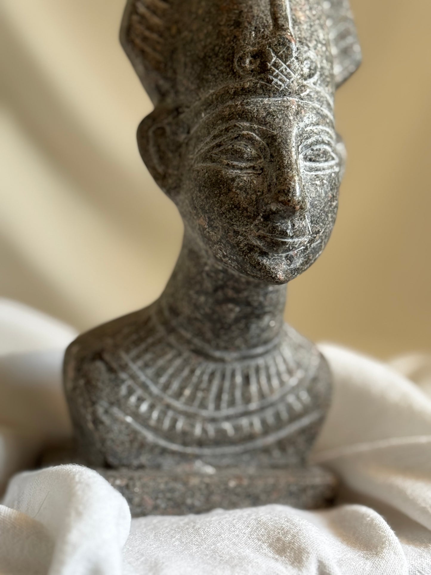 VINTAGE EGYPTIAN RED GRANITE BUST OF OSIRIS