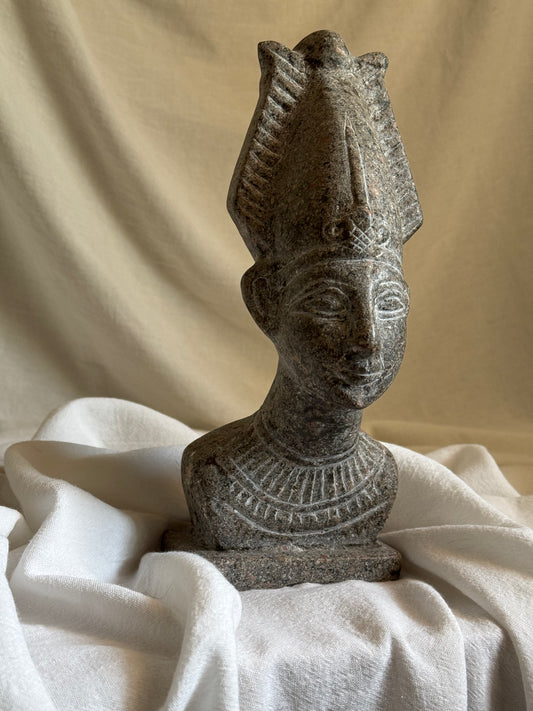 VINTAGE EGYPTIAN RED GRANITE BUST OF OSIRIS
