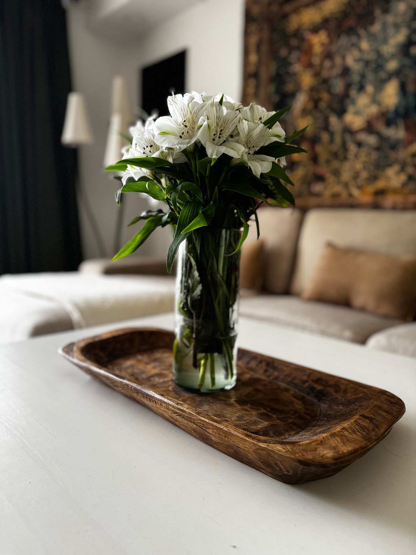 LARGE FLAT WOODEN DOUGH BOWL