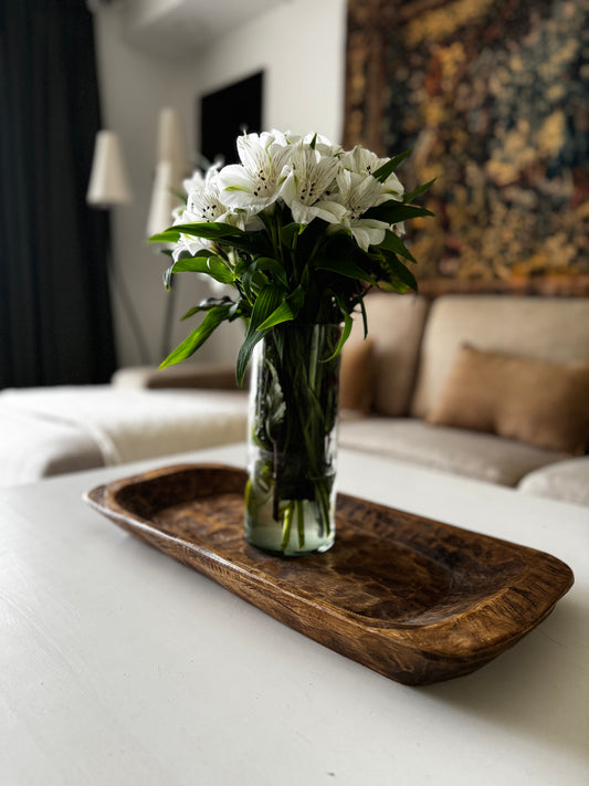 LARGE FLAT WOODEN DOUGH BOWL
