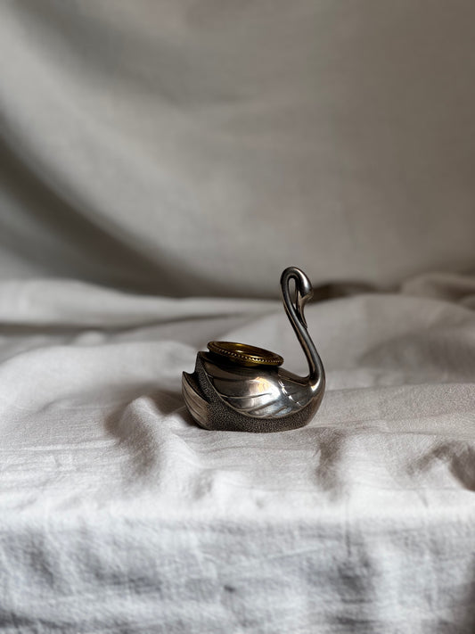 VINTAGE METAL SWAN CANDLESTICK