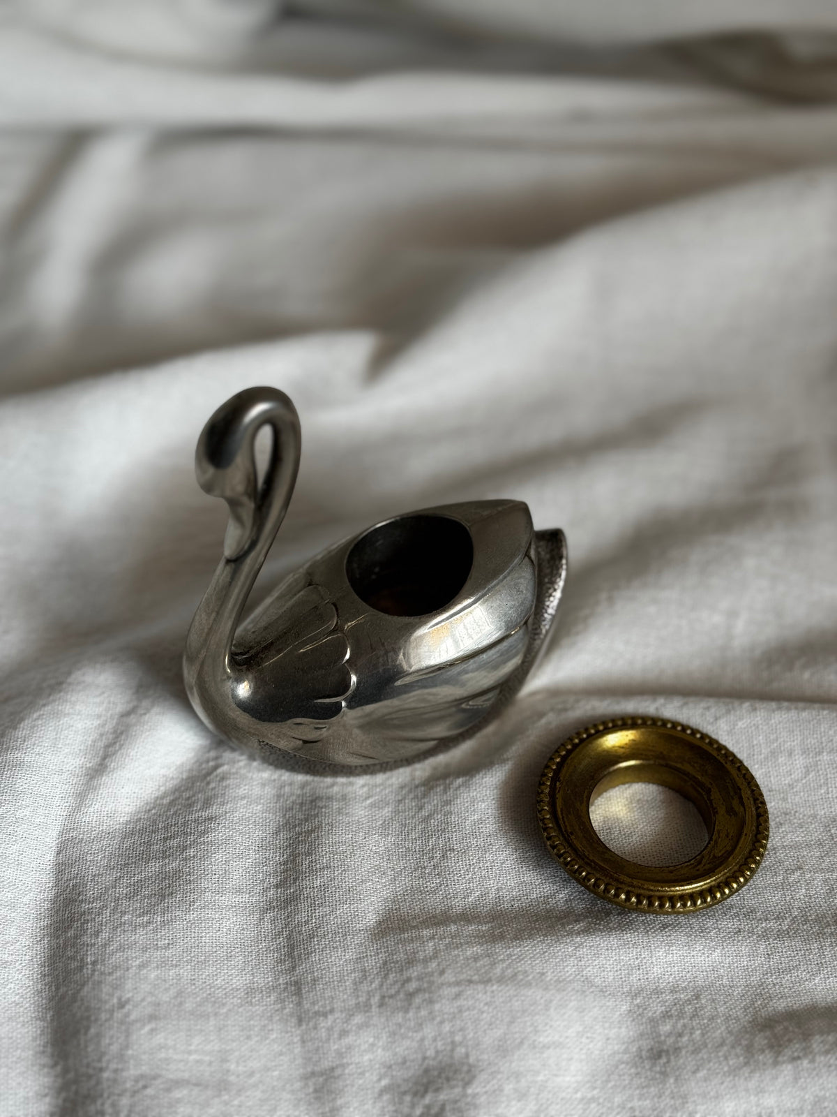 VINTAGE METAL SWAN CANDLESTICK