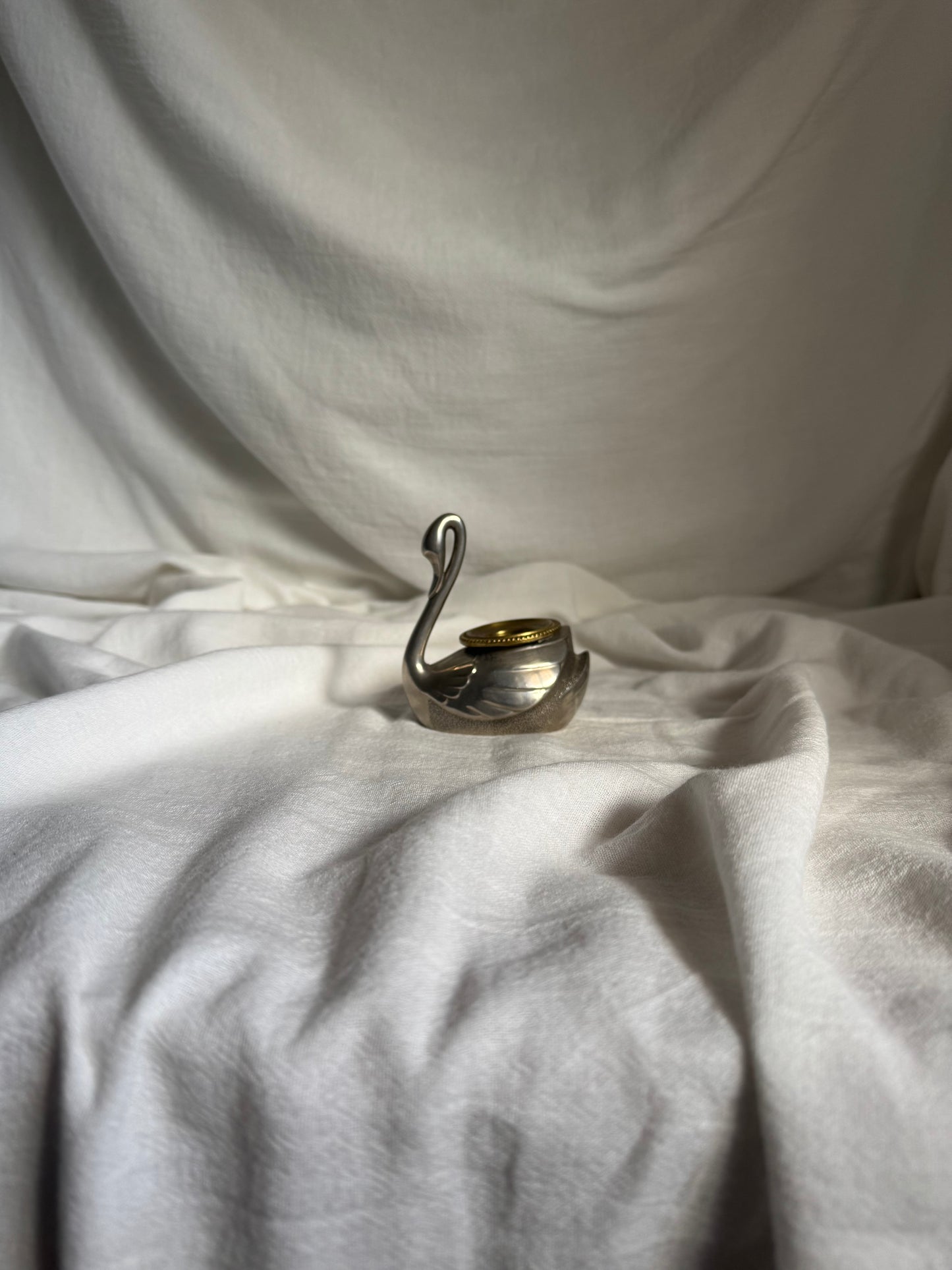 VINTAGE METAL SWAN CANDLESTICK