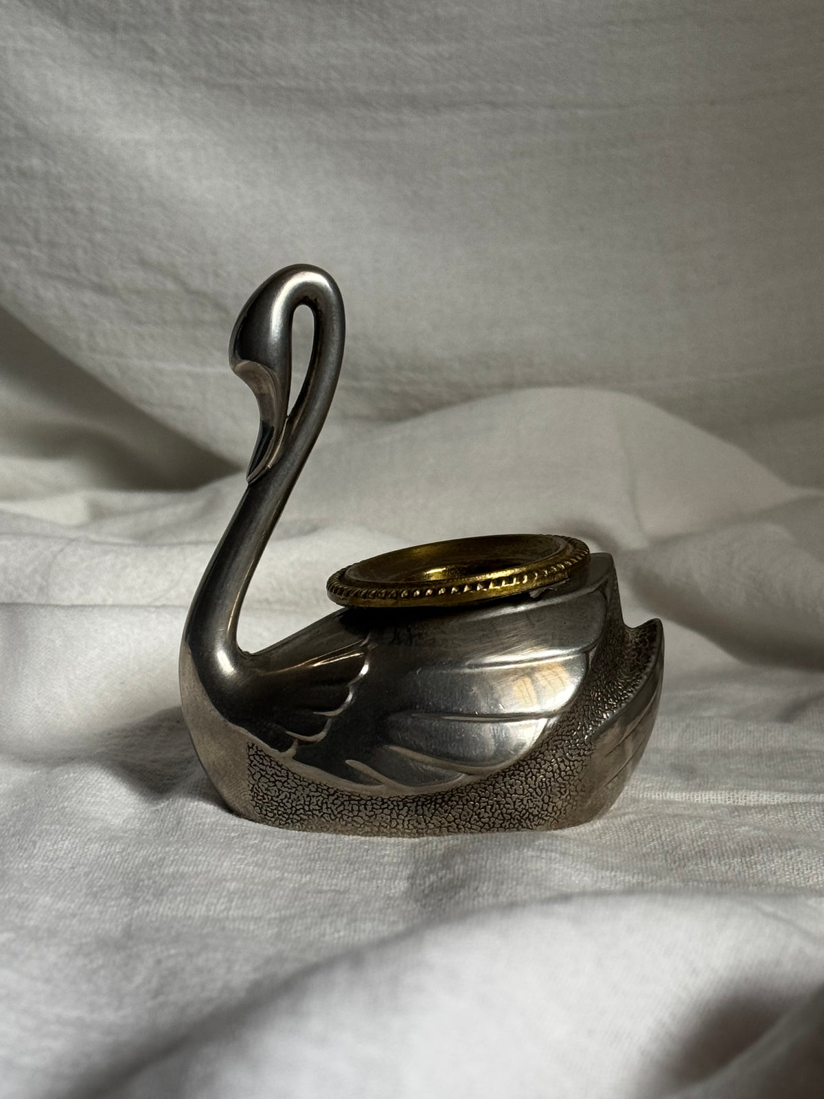 VINTAGE METAL SWAN CANDLESTICK