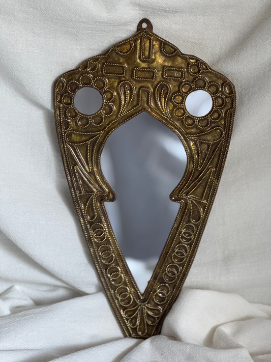 VINTAGE MOROCCAN MOORISH STYLE BRASS WALL MIRROR