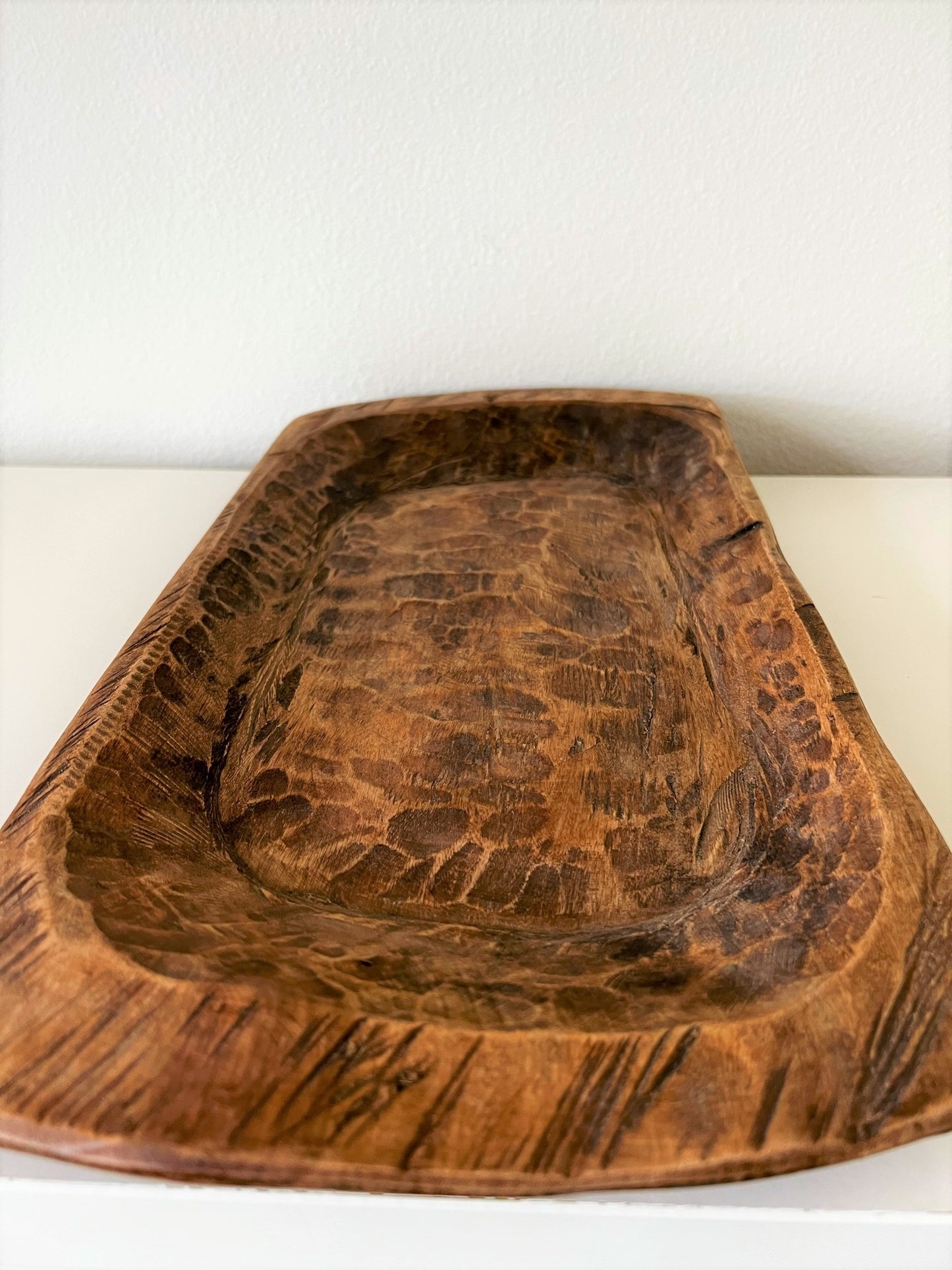 LARGE FLAT WOODEN DOUGH BOWL