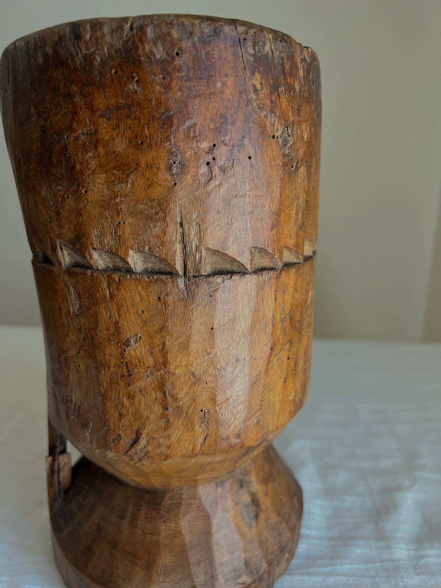 VINTAGE WOODEN MORTAR Medium