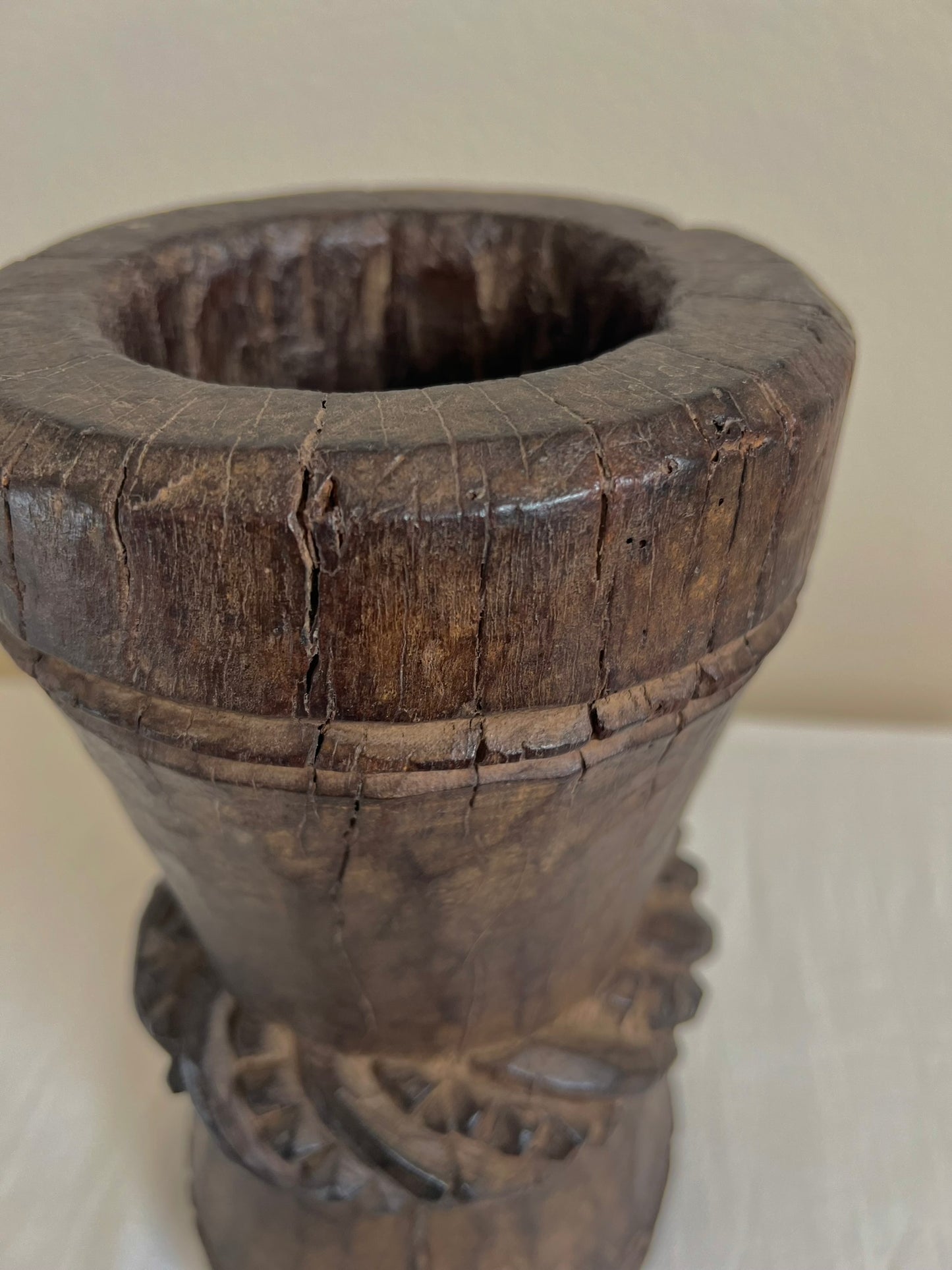 VINTAGE WOODEN MORTAR Large